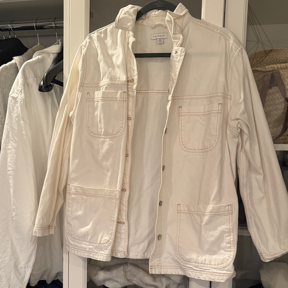 TOPSHOP Cream Utility Denim Jacket